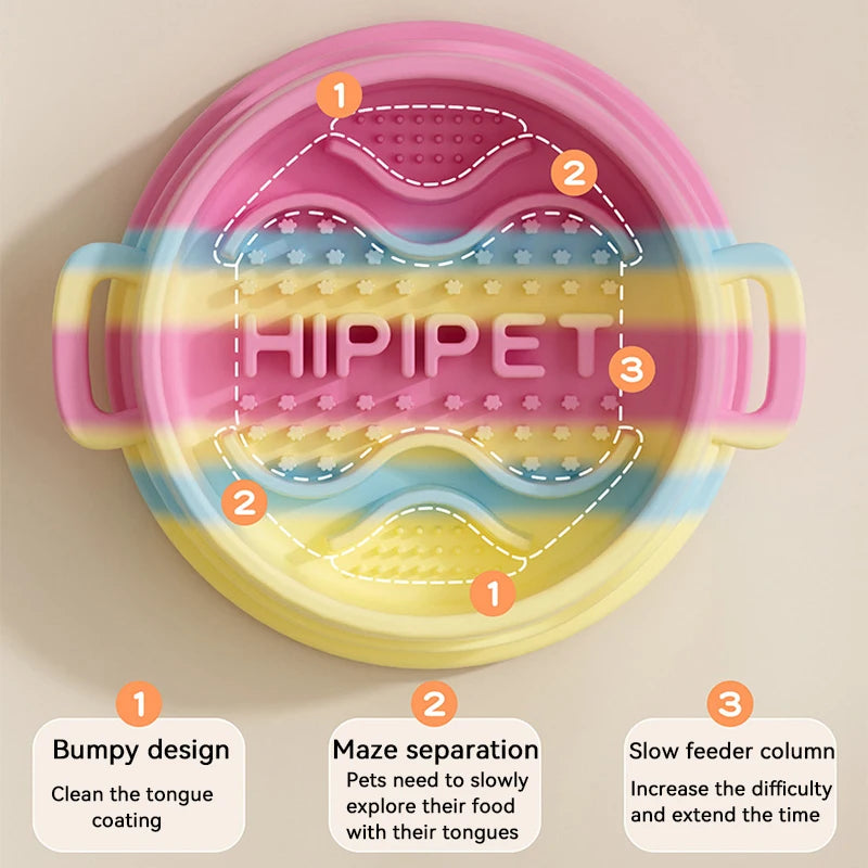Innovative Silicone Slow Feeder Bowl with Handle for Small Dogs – Anti-Choke Non-Slip Slow Feeding Mat To Promote Healthy Eating