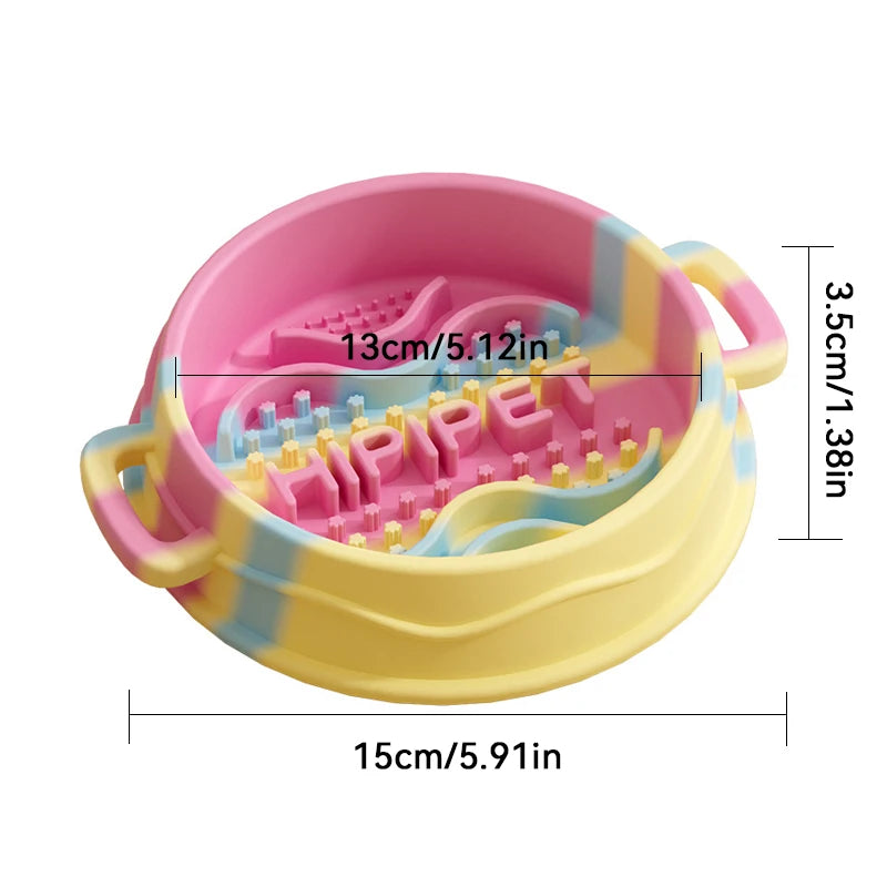 Innovative Silicone Slow Feeder Bowl with Handle for Small Dogs – Anti-Choke Non-Slip Slow Feeding Mat To Promote Healthy Eating