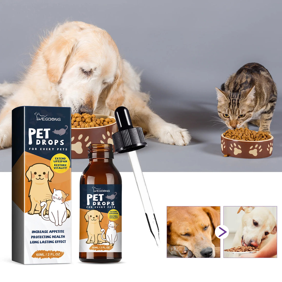 Pet Appetite Improvement Care Drops, Enhances Pet Vitality and Supplements Nutrition for Pet Health Care