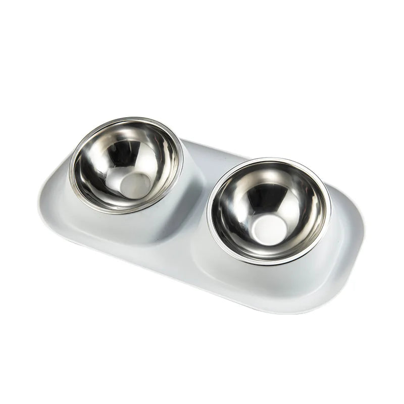 Stainless Steel Pet Bowls Double Bowl Set for Dogs & Cats - Non-Slip Food Water Feeder Dish