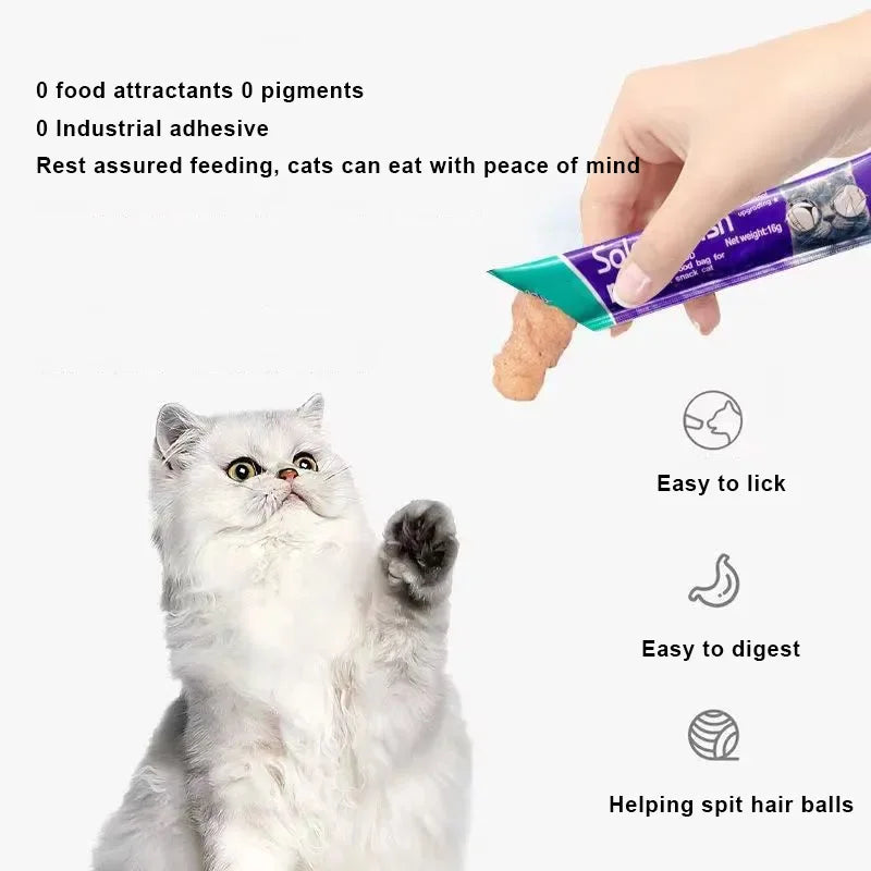 Pet Snacks Cat Strips Young Cat Wet Food Pack Nutrition Abalone+Beef Cod Salmon Formula Mixed Flavor Cat Liquid Snacks 30 Strips