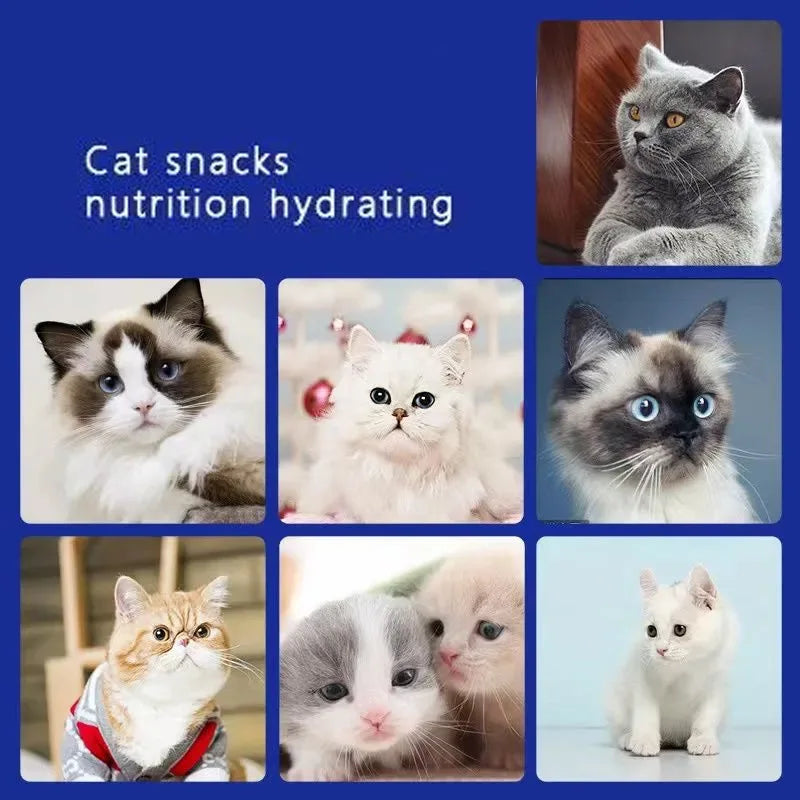 Pet Snacks Cat Strips Young Cat Wet Food Pack Nutrition Abalone+Beef Cod Salmon Formula Mixed Flavor Cat Liquid Snacks 30 Strips
