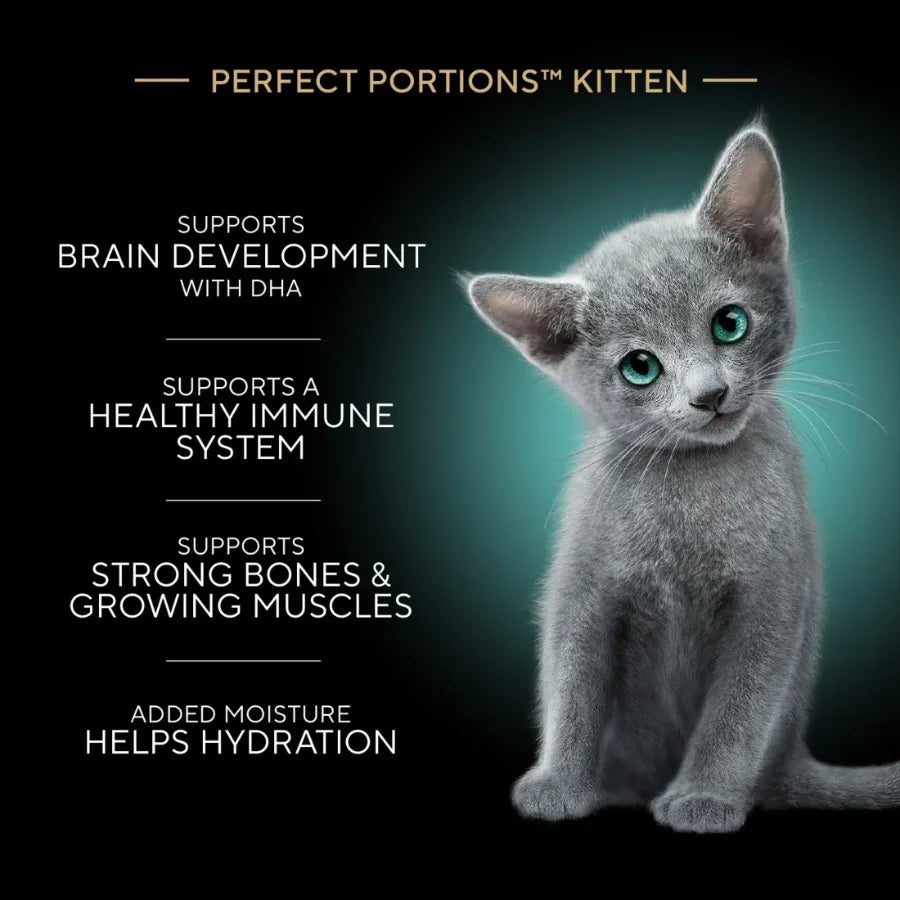 Perfect Portions Kitten Variety Flavors Pate Wet Cat Food 2.6 oz Twin-Pack Trays 24 Pack