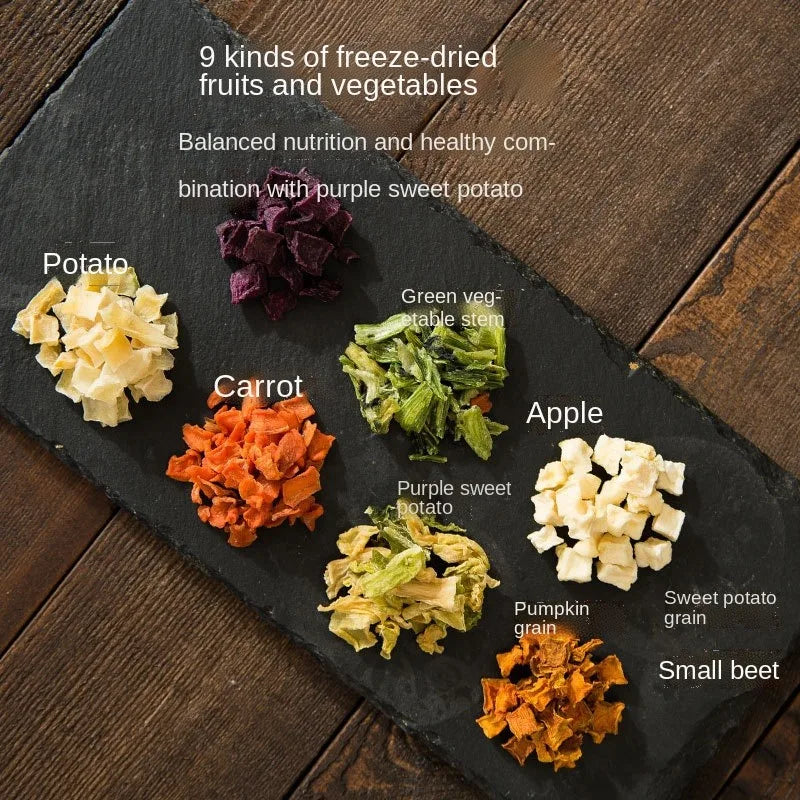 Fruit and vegetable freeze-dried pet snacks dog food cat food companion mix food gift bag teddy puppy pet rice mixed food