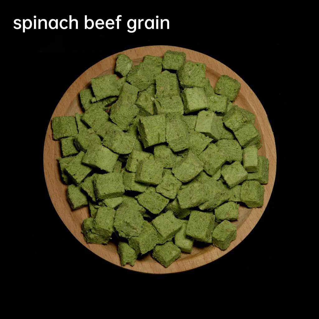 Freeze-Dried Spinach Beef Bits Cat Treats Dog Training Snacks Pet Food Cats Dogs