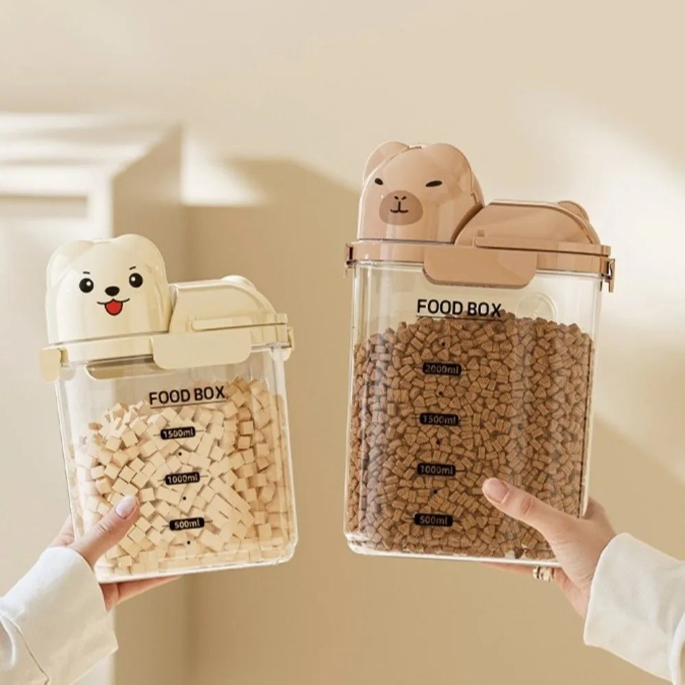 Large Capacity Dog Food Storage Box Transparent Leak Proof Airtight Storage Jars with Scale Moisture-proof