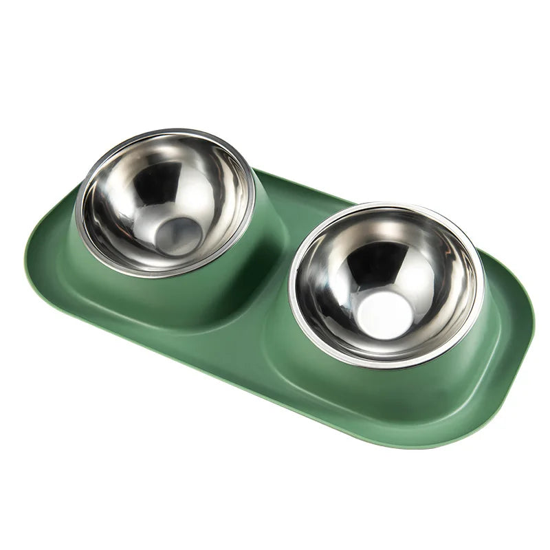 Stainless Steel Pet Bowls Double Bowl Set for Dogs & Cats - Non-Slip Food Water Feeder Dish