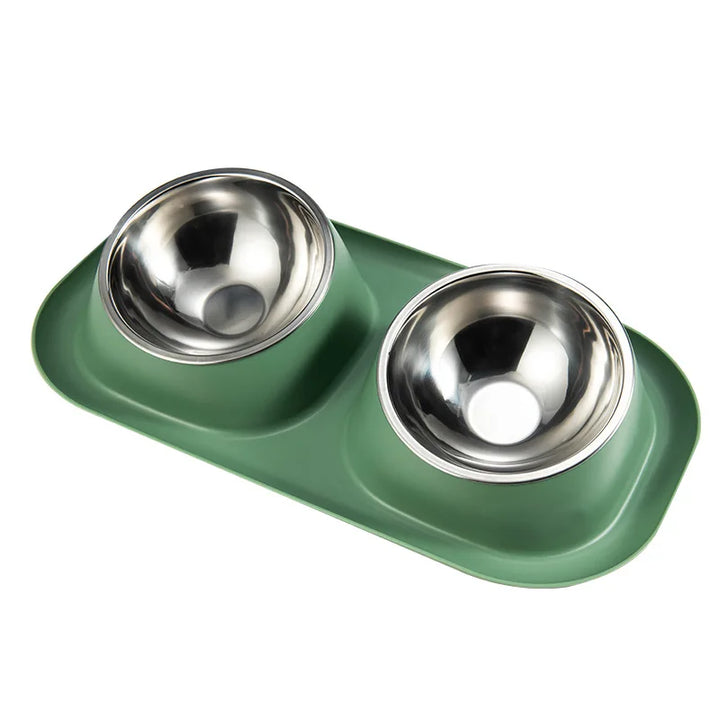 Stainless Steel Pet Bowls Double Bowl Set for Dogs & Cats - Non-Slip Food Water Feeder Dish