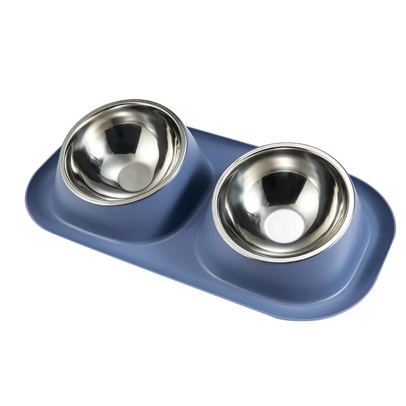 Stainless Steel Pet Bowls Double Bowl Set for Dogs & Cats - Non-Slip Food Water Feeder Dish