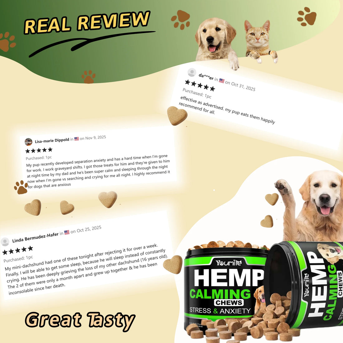 [120 Chews]Dogs Hemp Calming Chews | Noise Phobia & Anxiety Relief-Travel Stress Support-Dog Melatonin-Dog sleep Aid