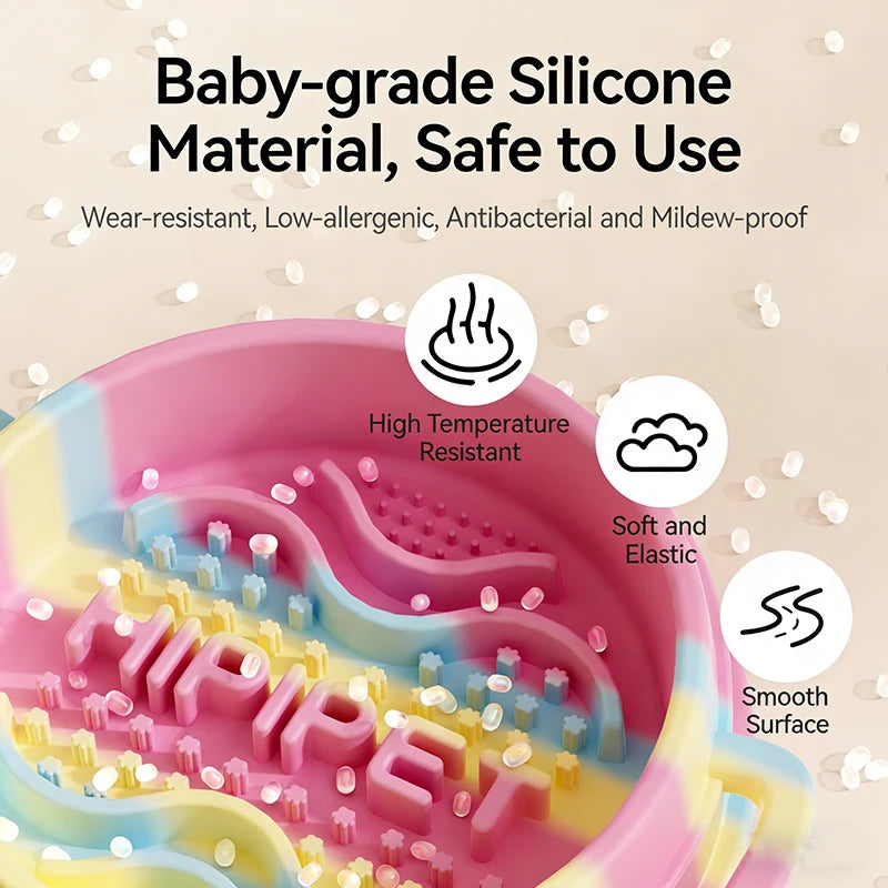 Innovative Silicone Slow Feeder Bowl with Handle for Small Dogs – Anti-Choke Non-Slip Slow Feeding Mat To Promote Healthy Eating