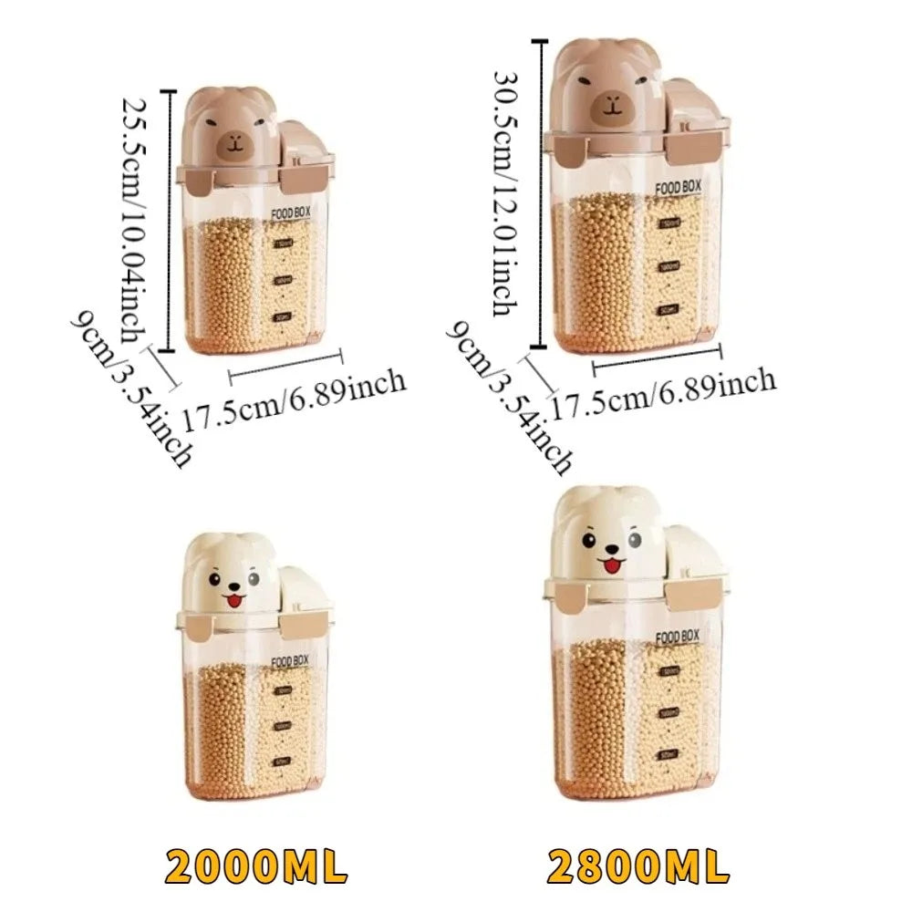 Large Capacity Dog Food Storage Box Transparent Leak Proof Airtight Storage Jars with Scale Moisture-proof