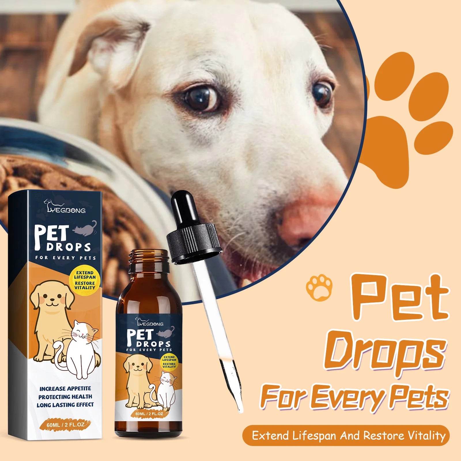 Pet Appetite Improvement Care Drops, Enhances Pet Vitality and Supplements Nutrition for Pet Health Care